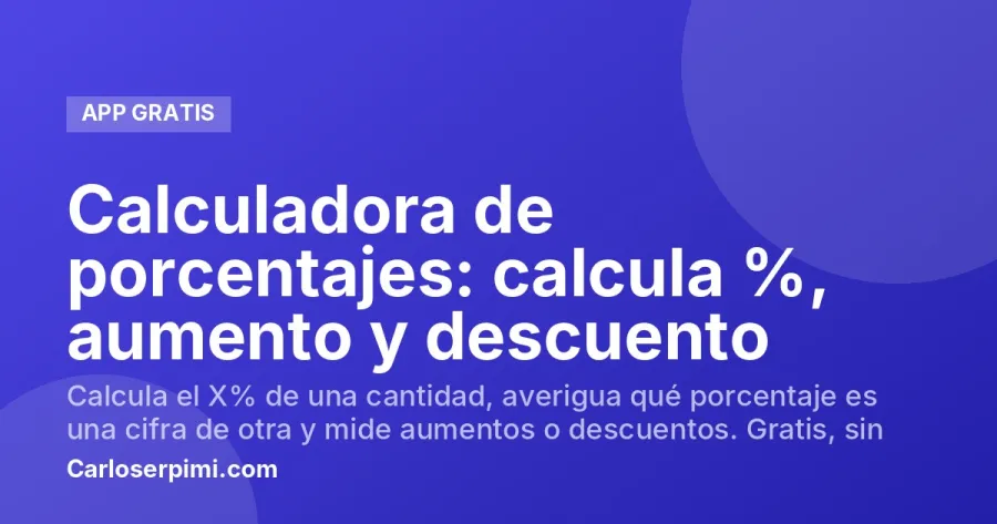 Calculadora de porcentajes: calcula %, aumento y descuento